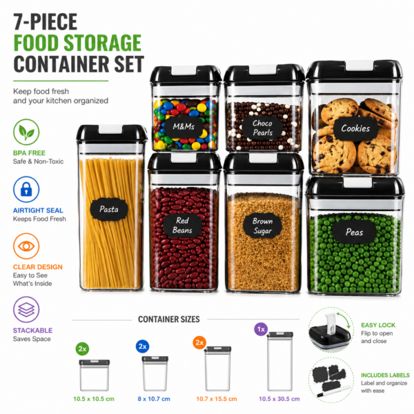 Σετ 7τμχ Πλαστικά Βάζα Τροφίμων με Καπάκι electronistas.gr