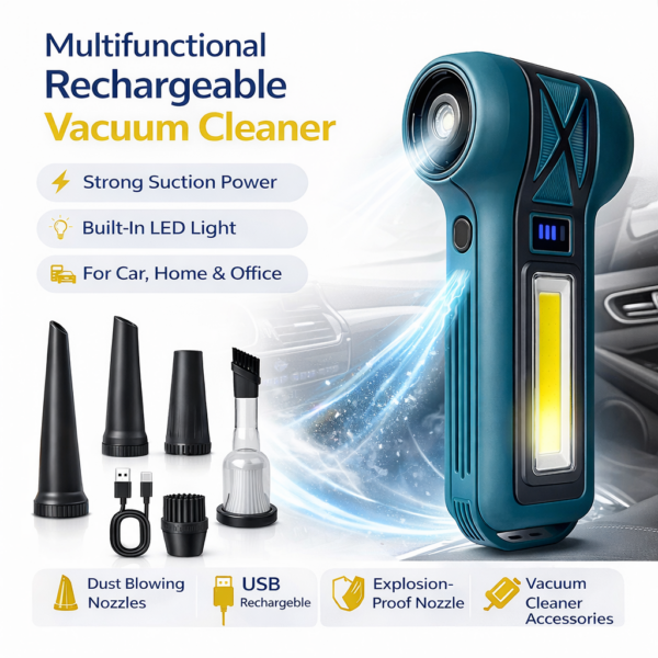 Πολυλειτουργικό Επαναφορτιζόμενο Σκουπάκι Χειρός με LED electronistas.gr