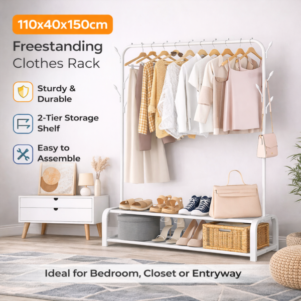 Μεταλλική Παπουτσοθήκη / Ραφιέρα 2 Ραφιών 110x40x150cm electronistas.gr