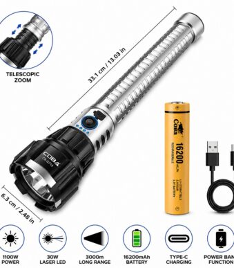 Επαναφορτιζόμενος LED Φακός Αλουμινίου 1100W electronistas.gr