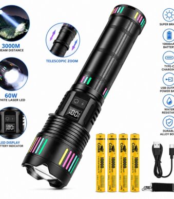 Πανίσχυρος LED Επαναφορτιζόμενος Φακός White Laser 60W με Zoom & Powerbank electronistas.gr