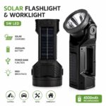 Ηλιακός Φακός LED 5W Επαναφορτιζόμενος με Power Bank 4500mAh electronistas.gr