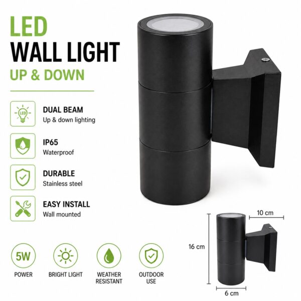 Φωτιστικό Τοίχου LED Inox με Διπλή Δέσμη IP65 electronistas.gr