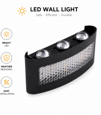 LED Φωτιστικό Τοίχου 8W 3000K IP65 Μαύρο electronistas.gr