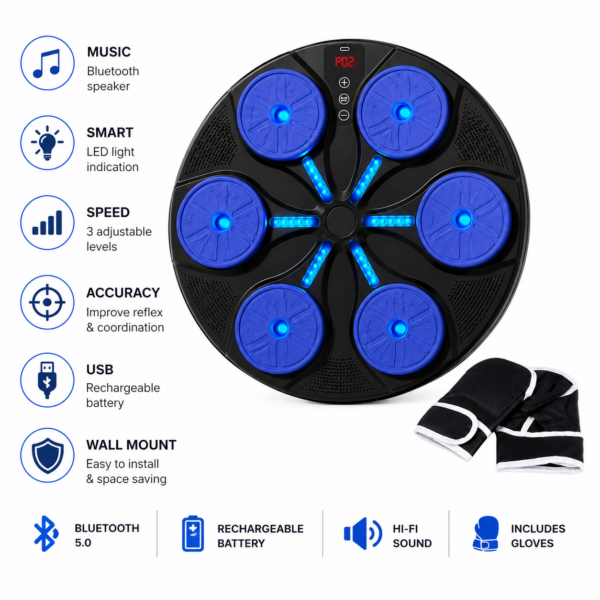 Μουσικό Ταμπλό Πυγμαχίας Bluetooth με Γάντια electronistas.gr
