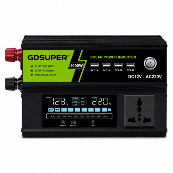 Μετατροπέας Ρεύματος 1000W 12V/24V DC σε 220V/110V AC με Οθόνη LCD & 4 Θύρες USB electronistas.gr