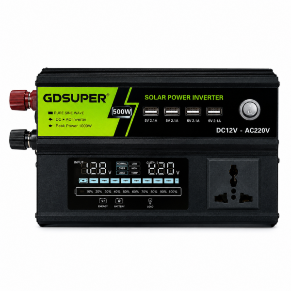 Μετατροπέας Ρεύματος 500W 12V/24V DC σε 220V/110V AC με Οθόνη LCD & 4 Θύρες USB electronistas.gr