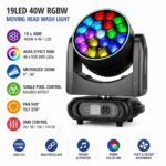 Φωτορυθμικό Wash LED 19x40W RGBW με Zoom & Aura Ring electronistas.gr