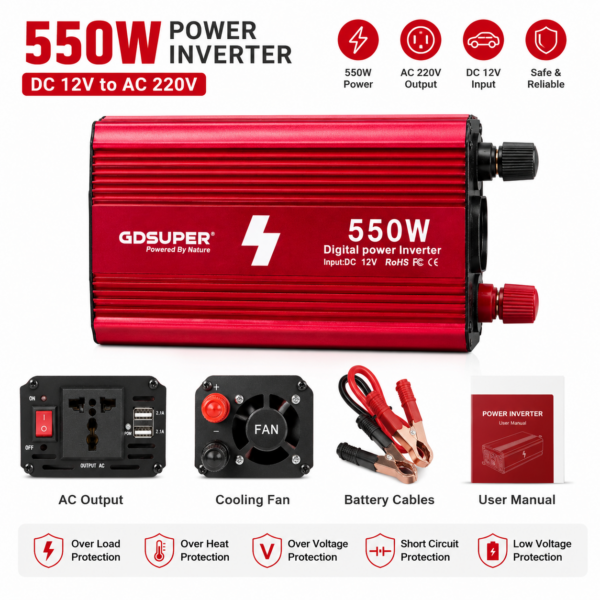 Μετατροπέας Ρεύματος Inverter 550W DC 12V σε AC 220V electronistas.gr
