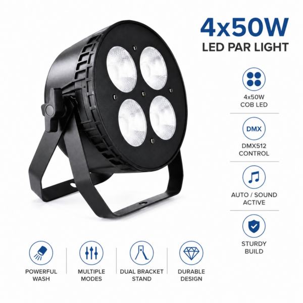 Επαγγελματικός Προβολέας LED PAR COB 4x50W DMX512 Stage Light electronistas.gr
