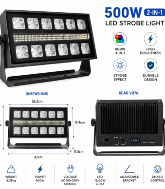 Επαγγελματικός Προβολέας LED Stage 500W RGBW electronistas.gr