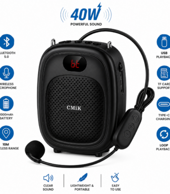 Φορητό Bluetooth Ηχείο με Ασύρματο Μικρόφωνο Κεφαλής 40W electronistas.gr