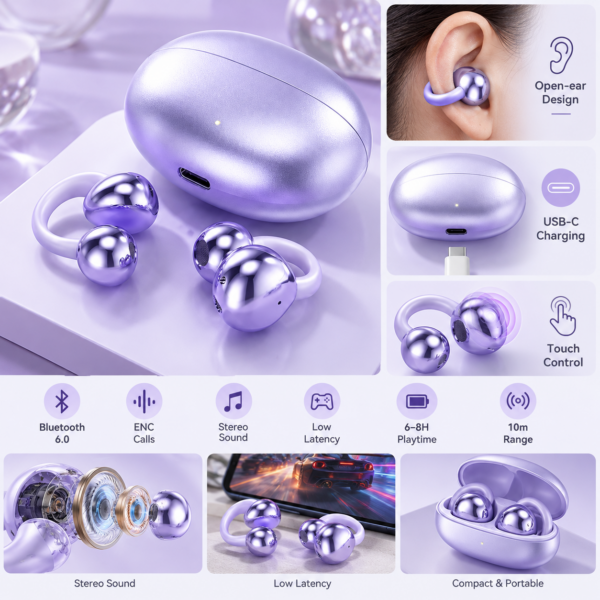 Ακουστικά Bluetooth με Κλιπ Αυτιού, ENC & Θήκη Φόρτισης electronistas.gr