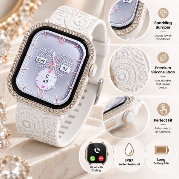 Smartwatch με Διακοσμητικά Στρας & Ασύρματο Φορτιστή electronistas.gr