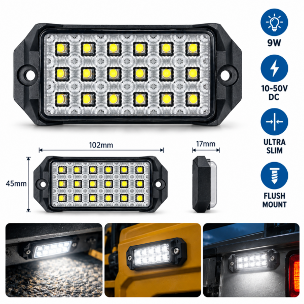 Μίνι Προβολέας Εργασίας LED Slim 9W 10–50V DC electronistas.gr