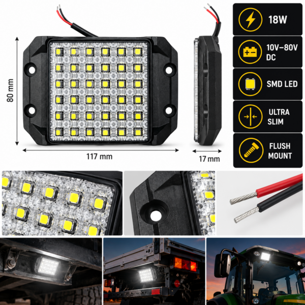 Προβολέας Εργασίας LED Slim 18W 10V–80V DC electronistas.gr