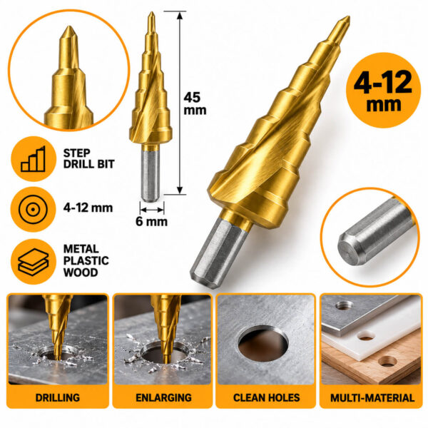 Κωνικό Τρυπάνι Διαβαθμισμένης Κοπής 4-12mm electronistas.gr