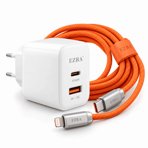 Ταχυφορτιστής 45W με Θύρες USB-A / USB-C & Καλώδιο USB-C σε Lightning electronistas.gr