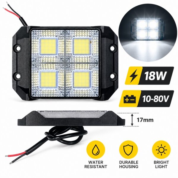 Προβολέας Εργασίας LED 18W 10-80V DC electronistas.gr