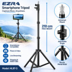 Τρίποδο Smartphone 210cm με Ρυθμιζόμενη Βάση & Πανοραμική Κεφαλή electronistas.gr