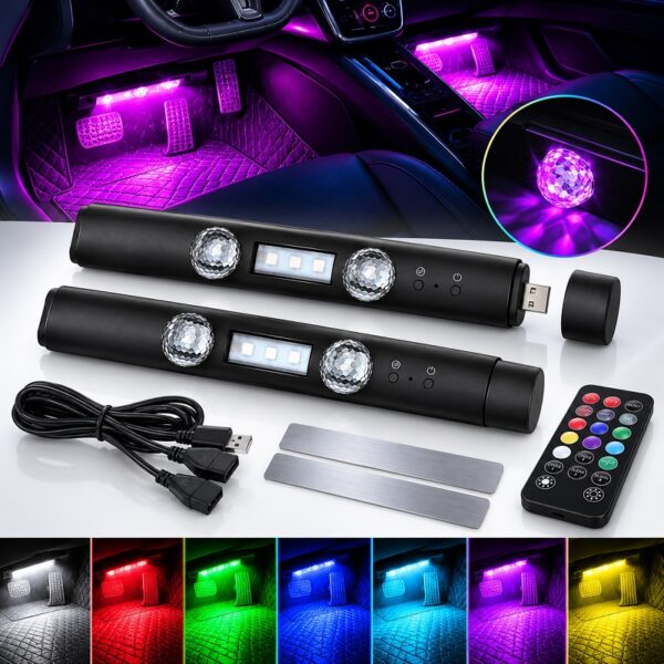 Smart RGB LED Φωτισμός Εσωτερικού Αυτοκινήτου με Τηλεχειριστήριο & USB electronistas.gr