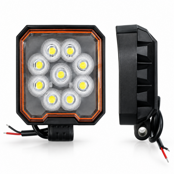 Προβολέας Εργασίας LED 27W Slim με Amber DRL & Strobe Light 10V–80V DC electronistas.gr